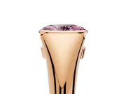 Tension Engagement Ring Setting for Fancy Pink Oval Center with Wide Tapered Band and Tension Head in Rose Gold