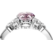 Solitaire Engagement Ring Setting for Fancy Pink Oval Center with Marquise Flower Shoulders and Prong Head in Platinum