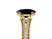Solitaire Engagement Ring Setting for Fancy Black Oval Center with Pave Rail Split Shank and Prong Head in Yellow Gold