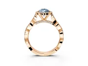 Halo Engagement Ring Setting for Fancy Blue Pear-Shaped Center with Twist Band and Prong Head in Rose Gold