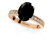 Milgrain Pave Engagement Ring Setting for Fancy Black Oval Center with Accent Band and Prong Head in Rose Gold