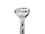 Baguette Engagement Ring Setting for Princess Cut Center with Alternating Bar-Set Band and Prong Head in Platinum