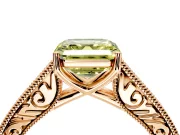 Solitaire Engagement Ring Setting for Fancy Yellow Asscher Cut Center with Engraved Pave Band and Prong Head in Rose Gold