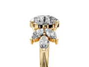 Floral Cluster Engagement Ring Setting for Round Cut Center with Marquise Accents and Prong Head in Yellow Gold