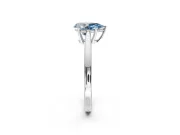 Solitaire Engagement Ring Setting for Fancy Blue Pear-Shaped Center with Open Cathedral Shoulders and Prong Head in Platinum