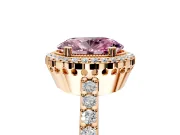 Halo Engagement Ring Setting for Fancy Pink Oval Center with Inner Milgrain Border and Prong Head in Rose Gold