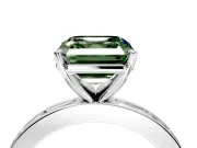 Solitaire Engagement Ring Setting for Fancy Green Asscher Cut Center with Channel Baguette Band and Prong Head in White Gold