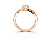 5 Stone Engagement Ring Setting for Fancy Yellow Pear-Shaped Center with Plain Band and Prong Head in Rose Gold