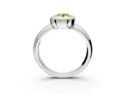Solitaire Engagement Ring Setting for Fancy Yellow Oval Center with Wide Band and Bezel Head in White Gold