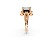 Solitaire Engagement Ring Setting for Fancy Green Asscher Cut Center with Twisted Band and Scroll Prong Head in Rose Gold
