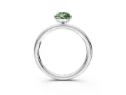 Low-Set Solitaire Engagement Ring Setting for Fancy Green Pear-Shaped Center with Thin Plain Band and Prong Head in White Gold