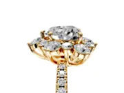 Floral Halo Engagement Ring Setting for Heart-Shaped Center with Pave Accents and Prong Head in Yellow Gold