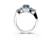5 Stone Engagement Ring Setting for Fancy Blue Cushion Cut Center with Equal Close-Set Accents and Prong Head in Sterling Silver