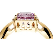 Halo Engagement Ring Setting for Fancy Pink Princess Cut Center with Tapered Plain Band and Prong Head in Yellow Gold