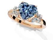 Solitaire Engagement Ring Setting for Fancy Blue Heart-Shaped Center with Marquise Flower Shoulders and Prong Head in Rose Gold