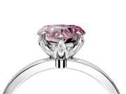 Solitaire Engagement Ring Setting for Fancy Pink Heart-Shaped Center with Thin Rounded Plain Band and Prong Head in Sterling Silver