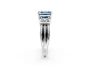 Solitaire Engagement Ring Setting for Fancy Blue Asscher Cut Center with Grooved Bar Accent Band and Prong Head in Platinum