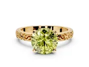 Solitaire Engagement Ring Setting for Fancy Yellow Round Cut Center with Scrollwork Band and Prong Head in Yellow Gold