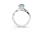 Baguette Engagement Ring Setting for Fancy Blue Marquise Center with Alternating Bar-Set Band and Prong Head in Platinum