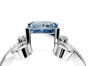Solitaire Engagement Ring Setting for Fancy Blue Princess Cut Center with Twisted Band and Scroll Prong Head in Platinum