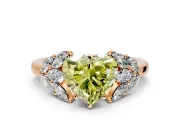 Leaf Cluster Engagement Ring Setting for Fancy Yellow Heart-Shaped Center with Marquise Accents and Prong Head in Rose Gold