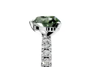 Solitaire Engagement Ring Setting for Fancy Green Heart-Shaped Center with Fine Pave Band and Claw Prong Head in Sterling Silver