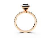 Open Basket Engagement Ring Setting for Fancy Black Princess Cut Center with Pave Band and Prong Head in Rose Gold