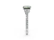 Solitaire Engagement Ring Setting for Fancy Green Princess Cut Center with Widening Pave Band and Claw Prong Head in Sterling Silver