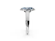 Halo Engagement Ring Setting for Fancy Blue Marquise Center with Knife Ridge Cathedral Band and Prong Head in Platinum