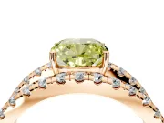 Solitaire Engagement Ring Setting for Fancy Yellow Cushion Cut Center with Wide-Open Split Shank and Prong Head in Rose Gold