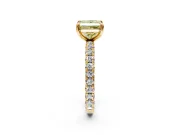 Solitaire Engagement Ring Setting for Fancy Yellow Princess Cut Center with Shared-Prong Accents and Prong Head in Yellow Gold