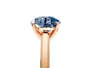 Solitaire Engagement Ring Setting for Fancy Blue Round Cut Center with Flat-Sided Plain Band and Prong Head in Rose Gold