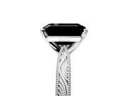 Solitaire Engagement Ring Setting for Fancy Black Emerald Cut Center with Engraved Milgrain Band and Prong Head in Platinum