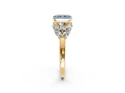Leaf Cluster Engagement Ring Setting for Fancy Blue Radiant Cut Center with Marquise Accents and Prong Head in Yellow Gold