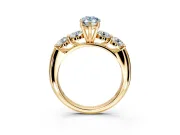5 Stone Engagement Ring Setting for Fancy Blue Pear-Shaped Center with Graduated Accents and Prong Head in Yellow Gold