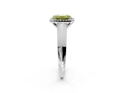 Halo Engagement Ring Setting for Fancy Yellow Emerald Cut Center with Knife Ridge Cathedral Band and Prong Head in Sterling Silver