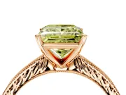 Solitaire Engagement Ring Setting for Fancy Yellow Princess Cut Center with Engraved Milgrain Band and Prong Head in Rose Gold