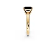 Solitaire Engagement Ring Setting for Fancy Black Emerald Cut Center with Wire Band and Prong Head in Yellow Gold