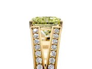 Split Shank Engagement Ring Setting for Fancy Yellow Radiant Cut Center with Pave Split Shank and Prong Head in Yellow Gold