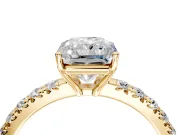 Solitaire Engagement Ring Setting for Radiant Cut Center with Large Accent Band and Prong Head in Yellow Gold