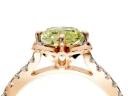 Floral Engagement Ring Setting for Fancy Yellow Cushion Cut Center with Pave Band and Floral Prong Head in Rose Gold