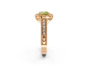 Milgrain Halo Engagement Ring Setting for Fancy Yellow Cushion Cut Center with Pave Band and Prong Head in Rose Gold