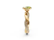 Solitaire Engagement Ring Setting for Fancy Yellow Oval Center with Pave and Plain Crossover and Basket Head in Yellow Gold