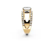Solitaire Engagement Ring Setting for Asscher Cut Center with Wide-Open Split Shank and Prong Head in Yellow Gold