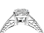 Split Shank Engagement Ring Setting for Cushion Cut Center with Pave Split Shank and Prong Head in Platinum