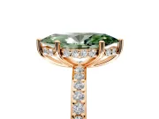 Solitaire Engagement Ring Setting for Fancy Green Marquise Center with Fine Pave Band and Prong Head in Rose Gold