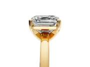 Solitaire Engagement Ring Setting for Asscher Cut Center with Basket Rail and Prong Head in Yellow Gold