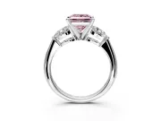 3 Stone Engagement Ring Setting for Fancy Pink Princess Cut Center with Large Pear-Shaped Accents and Prong Head in Sterling Silver