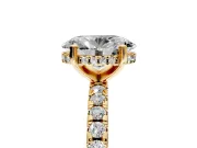Solitaire Engagement Ring Setting for Oval Center with Band of Accents and Prong Head in Yellow Gold