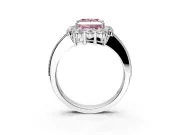 Halo Engagement Ring Setting for Fancy Pink Princess Cut Center with Milgrain Channel Band and Prong Head in Platinum